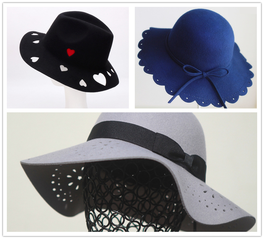 毛氈布料帽子激光雕花打孔 毛氈布料帽子激光雕花打孔