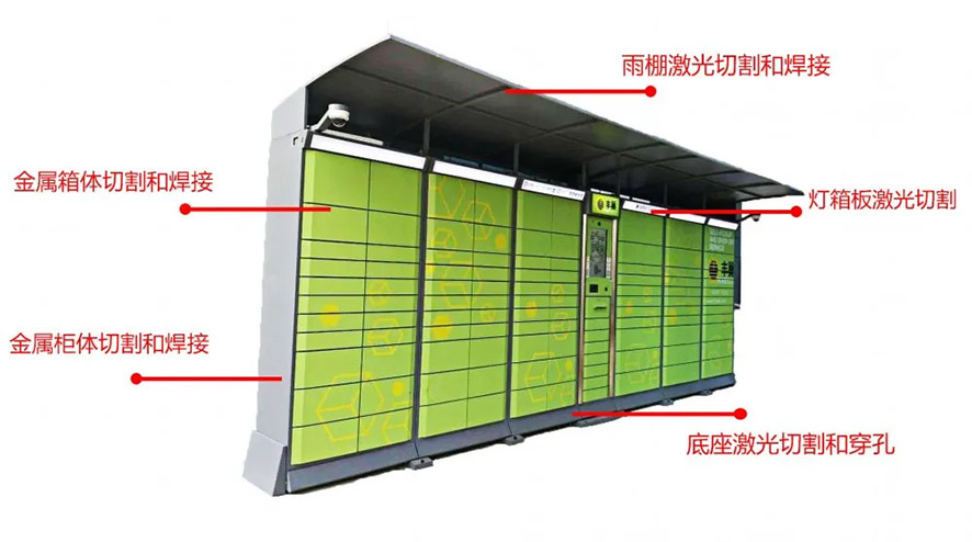 激光切割焊接技術在智能快遞柜制造中主要的工藝有:金屬箱體激光焊接和激光切割,金屬柜體激光切割焊接,雨棚激光切割和焊接,燈箱板激光切割,底座激光切割和穿孔,柜體激光切割打孔,底座激光切割打孔,雨棚激光切割,燈箱激光切割,柜體激光焊接等。 激光切割焊接技術在智能快遞柜制造中主要的工藝有:金屬箱體激光焊接和激光切割,金屬柜體激光切割焊接,雨棚激光切割和焊接,燈箱板激光切割,底座激光切割和穿孔,柜體激光切割打孔,底座激光切割打孔,雨棚激光切割,燈箱激光切割,柜體激光焊接等。
